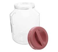 NOLITOY Airtight Plastic Fermenting Jar with Pink Lid for Pickling Kimchi and Grain Storage Transparent Food Container for Kitchen Pantry Organization and Homemade Fermented Foods