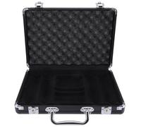NOLITOY Aluminum Alloy Poker Chip Case 200-size Black Rounded Corner Handheld Chip Storage Container with Sponge for Portable Poker and Card Games