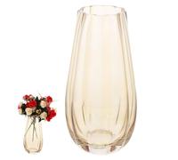 NOLITOY Amber Glass Flower Vase Modern Floral Container for Home Decor Chic Nordic Style Transparent Vase for Dried Flowers Tulips Roses Living Display Premium Glass Design
