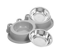 NOLITOY Ant Cat Bowl Moat Design Double Feeder for Small Medium Pets Stainless Steel Non-slip Base for Indoor Cat Feeding