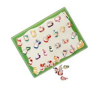 NOLITOY Arabic Alphabet Puzzle Board for Early Learning Educational Cognitive Pairing Logic Puzzle Wooden Montessori for Enhancing Observation and Hand-eye Coordination