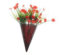 NOLITOY Artificial Hanging Flower Basket with Lifelike Fake Flowers Plastic Porch Decor for Front Door Farmhouse Wall-mounted Floral Arrangement Indoor Outdoor Use No Watering Needed