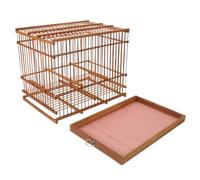 NOLITOY Bamboo Rectangular Bird Cage Small Portable Parrot Cage with Handle and Tray Vintage Purple Carbonized Finish Suitable for Budgies Lovebirds Cockatiels Finches Outdoor Travel