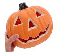 NOLITOY Battery Operated Halloween Pumpkin Lantern with Hollow Lighted Design Plastic Jack O Lantern for Outdoor Garden Pathway Nighttime Centerpiece Easy Setup Halloween Pumpkin Props