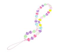 NOLITOY Beaded Phone Charm and Mobile Phone Lanyard for Women, Acrylic Heart Beads Wrist Strap Anti-lost Decorative Hanging Rope Suitable for Smartphones Random Color