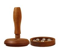 NOLITOY Beechwood 9-Bead Manual Massage Roller with Steel Balls, Handheld Muscle Roller Stick for Foot, Back, Leg Relief and Body Relaxation, Detachable Wooden Massager for Adults