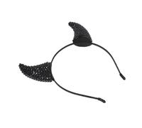 NOLITOY Black Devil Horns Headband Glitter Rhinestones Cow Horn Cosplay Hairhoop Halloween Party Dress up Headwear Adults Teens