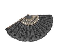 NOLITOY Black Folding Hand Fan with Sequin Embellishments Handle for Asian Dance Performances Wedding Parties and Elegant Home Decoration
