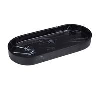 NOLITOY Black Marble Vanity Tray Resin Decorative Organizer Makeup Jewelry Holder Compact Bathroom Countertop Display Tray for Towels and Accessories