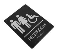 NOLITOY Black Stainless Steel Toilet Sign with Adhesive Backing, Indication and Guide for Guests, Suitable for Public Restrooms and Elevators, Sturdy and Easy to Install