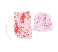 NOLITOY Bloody Chef Apron and Hat Set Realistic Bloodstains Halloween Costume for Zombie Party Cosplay Scary Kitchen Cooking Roleplay Accessories Comfortable Fit Fabric