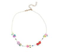 NOLITOY Bohemian Clavicle Chain Beaded Necklace for Colorful Fruit Beads Handmade Soft Clay Beach Jewelry Lightweight Boho Style Accessory for Parties and Special Occasions