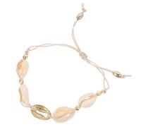 NOLITOY Bohemian Style Hand-knitted Small Shell Beads Bracelet for Women, Plated Braided Beach Bangle with Ocean Wind Fringe, Handmade Hawaii Jewelry Accessory for Casual Wear