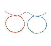 NOLITOY Bohemian Style Stone Tassel Anklet 2pcs Colorful Wax Thread Beaded Folk Style Multiple-layer Anklets for Women Summer Beachwear