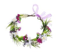 NOLITOY Boho Floral Crown Hair Wreath with Ribbon for Fairy Hairband Wedding Headpiece Beach Vacation Photo Prop Fit Bridal Tiara Dreamy Outdoor Accessory