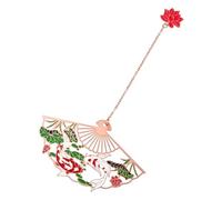 NOLITOY Brass Chinese Style Hollow Carp Fish Bookmark Vintage Metal Page Marker for Students Readers Writers Artistic Fan Design with Random Rose Gold Tassel Gift for Book Lovers
