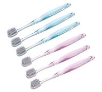 NOLITOY Bristle Toothbrush Classic Toothbrush Soft Bristles Tongue-Cleaning Portable Crystal Design for Travel and Outdoor Activities, 6Pcs Pack