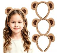 NOLITOY Brown Bear Ear Headband Fluffy Plush Animal Cosplay Cloth Accessory