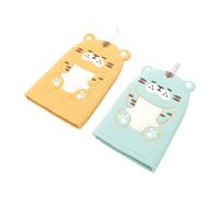 NOLITOY Cartoon Kids Bath Scrubbing Gloves 2pcs Set, Soft Exfoliating Bath Mitts for Children, Cute Tiger Design in Blue and Yellow, Gentle Body Cleanser for Baby Shower Accessories