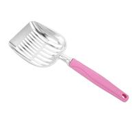 NOLITOY Cat Litter Scoop Deep Shovel Long Handle, Aluminum Mesh Poop Sifting Scooper for Kitten and Pet Litter Box Cleaning, Medium Size Pink Pet Waste Sifter