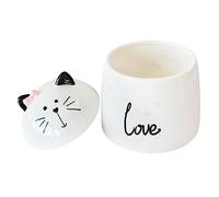 NOLITOY Cat Shaped Ceramic Storage Jar Multipurpose Tea Canister Spice Container with Large Opening for Snacks Candy Sugar Decorative Desktop Adornment for Home Kitchen