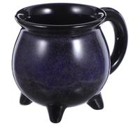 NOLITOY Cauldron Mug 350ml, Ceramic Witch Coffee Cup with Loop Handle | Gothic Halloween Witches Brew Tea Cup with 3 Tripod Feet for Spooky Autumn Home Office Desks and Novelty Presents