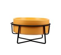 NOLITOY Ceramic Elevated Pet Feeding Bowl with Black Iron Stand 14cm - Protective Spine Support Dog Food and Water Bowl for Cats and Dogs, Suitable for Home Use