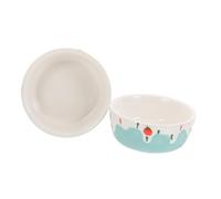 NOLITOY Ceramic Hamster Food Bowl Set 2pcs Small Non-tip Deep Feeding Bowls Blue and Purple for Hamsters Guinea Pigs Rabbits and Small Pets