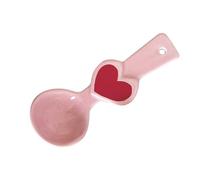 NOLITOY Ceramic Heart-Shaped Spoon Polished Dessert Soup Spoon for Porridge Sauce Ice Cream Serving Cute Korean Style Reusable Tableware for Dining and Buffet Use