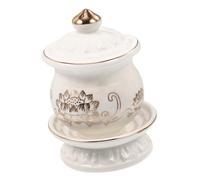 NOLITOY Ceramic Lotus Flower Offering Cup Thick Polished Bottom Holy Water Bowl for Buddhist Temple Rituals and Home Decoration White Small Sacred Vessel