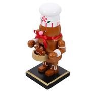 NOLITOY Chef Gingerbread Man Nutcracker Wooden Christmas Decoration 16Cm Brown Nutcracker Puppet Figure for Xmas Party and Desktop Display