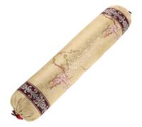 NOLITOY Chinese Buckwheat Neck Pillow, Embroidered Bolster for Cervical Support, Small Round Brocade Cylinder Cushion for Hardwood Furniture, Traditional Oriental Lumbar Pillow (Random Patter