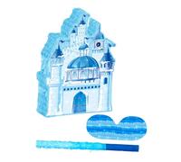 NOLITOY Christmas Castle Pinata with Soft Stick and Eye Mask Hanging Candy Holder for Party Games Blue Ice Castle Theme Decoration for Birthday and Princess Celebrations