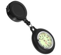 NOLITOY Clip-On Pocket Watch Badge Reel Black Silicone Quartz Accurate Time Keeping Easy to Carry Creative Chic Style for Students Professionals Smiling Face Pattern