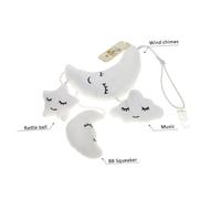 NOLITOY Cloud and Moon Plush Hanging Wind Chime for Newborns and Soft Musical Stroller and Crib Accessory for Boys and Shower