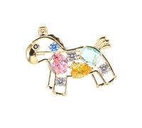 NOLITOY Colorful Crystal Mini Horse Brooch Pin in Brass with Cartoon Design Sparkling Animal Jewelry for Women Unique Zodiac Accessory for Coat Hat Dress Party Favor