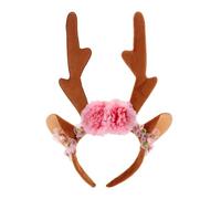 NOLITOY Comfortable Reindeer Antlers Headband with Flower and Ears Lightweight Deer Horn Hair Hoop for Adults and Teens Festive Halloween and Christmas Party Accessory Portable Elk