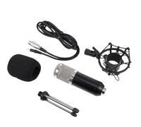 NOLITOY Condenser Microphone Kit 3.5Mm Wired Mic with 48V Phantom Power, Black Silver Mesh Head Meeting Microphone Set for Conference and Recording Use