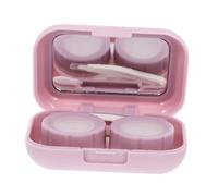 NOLITOY Contact Lens Case Set Portable Invisible Matte Contacts Lens Box with Mirror Small Dual Compartment Holder in Purple
