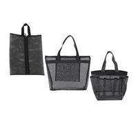 NOLITOY Cosmetic Bags Set Made of Sturdy Polyester 3pcs Black Mesh Portable Practical Makeup Organizer Cases for Travel Toiletry Storage in Luggage on Airplanes
