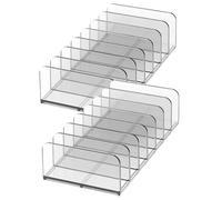 NOLITOY Cosmetics Palettes Holder 2pcs Small Semi- Gray Makeup Organizer Case with Seven Compartments Desktop Storage for Eyeshadow and Blusher