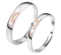 NOLITOY Couples Matching Rings Set Sun and Moon Promise Rings for Lovers, Adjustable Open Bands for Him and Her, Sterling Silver Celestial Jewelry for Anniversary and Valentine’S Day