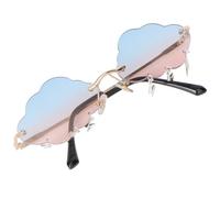 NOLITOY Crazy Sunglasses Cloud Shaped Shades for Women Party Photos | Metal Frame, Blue Finish, Covers Eyes UV Protection, Creative Style for Funny Photos and Parties