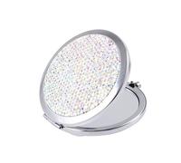 NOLITOY Creative Folding Double Sided Makeup Mirror Portable Rhinestone Compact Mirror for Women Ladies with High Definition Surface