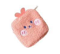 NOLITOY Creative Mini Sanitary Pad Pouch with Cartoon Pink Rabbit Design Portable Multifunctional Storage Bag for Travel Toiletries Jewelry and Period Essentials Soft Plush Material