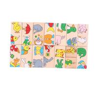 NOLITOY Creative Montessori Animal Pattern Domino Puzzle for Educational Sensory Learning Game for Hand-eye Coordination and Early Development Birthday Gift for Boys