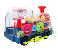 NOLITOY Creative Omnidirectional Electric Train for Transparent Shell with Colorful Gears Realistic Sound and Lights Simulation Model for Parent Play and Childhood Fun