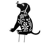 NOLITOY Creative Painted Hollow Dog Iron Art Lawn Ornament Garden Stake Sign for Patio Decoration Silhouette Puppy Sculpture for Outdoor Garden and Backyard Display