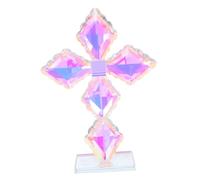 NOLITOY Crystal Standing Cross Decor Handmade Sparkling Glass Figurine Christian Christmas Ornament for Home Office Table Display Religious and Festive Accent