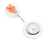 NOLITOY Cute Orange Rabbit Nurse Pocket Watch with Accurate Time, Silicone and Alloy Material, Convenient Retractable Clip, for Work in The Hospital
